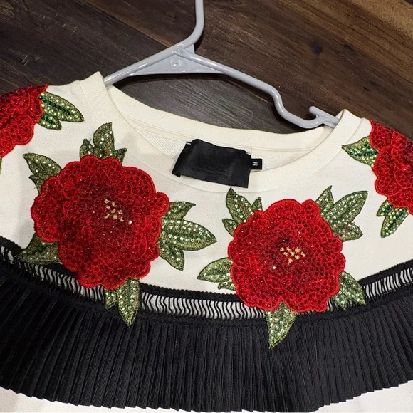 SALE!!! Philipp Plein Couture- Floral Swarovski Embellished short sleeve Sweater - Picture 5 of 6